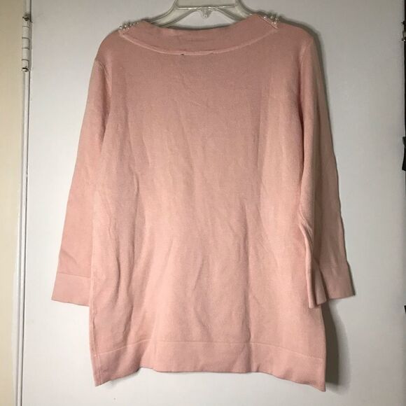 Karl Lagerfeld Paris Pink Pearl Knit crew Sweater - Picture 4 of 6